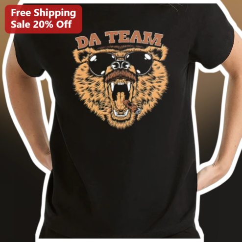 DA TEAM Funny Roaring Bear Sunglasses Graphic Tee
