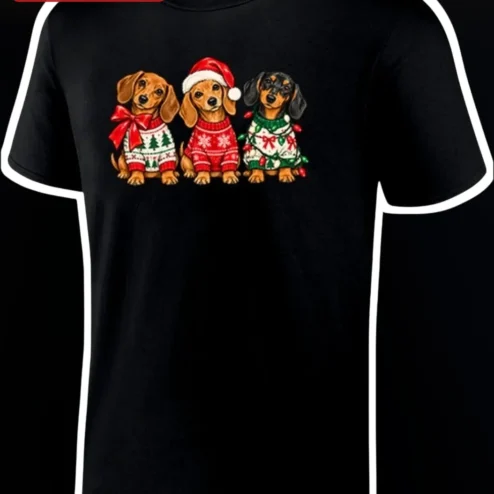 Dachshund Christmas Sweater Dogs Graphic Tee Funny Holiday Gift for Women