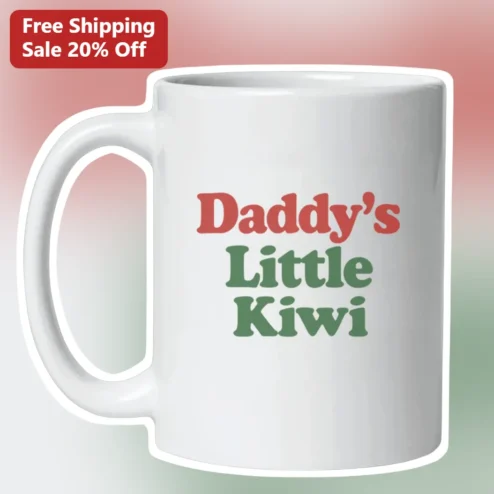 Daddy's Little Kiwi Mug Funny Dad Coffee Cup Gift from Daughter Retro Ceramic