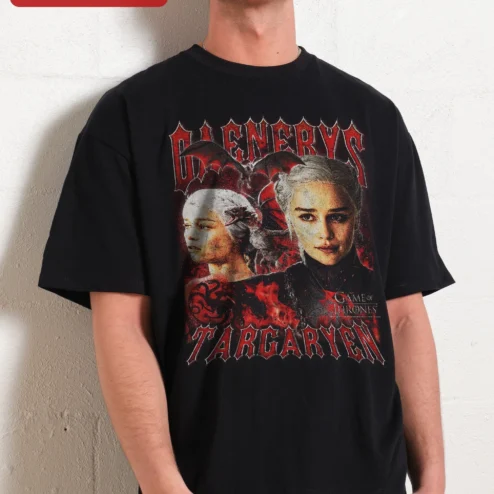 Customer in Chicago, Illinois wearing Daenerys Targaryen Game of Thrones Tee Mother of Dragons House Sigil Graphic Shirt for Fantasy Fans
