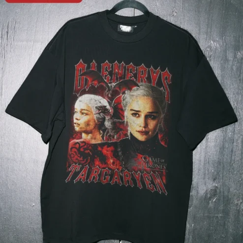 Customer in Chicago, Illinois wearing Daenerys Targaryen Game of Thrones Tee Mother of Dragons House Sigil Graphic Shirt for Fantasy Fans