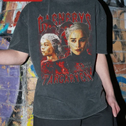 Daenerys Targaryen Game of Thrones Tee Mother of Dragons Vintage Acid Wash Shirt on a hanger, ready to ship from Chicago, Illinois