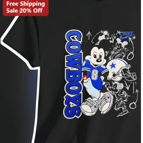 Dallas Cowboys Mickey Mouse Tee NFL Disney Crossover Fan Apparel Game Day Gift