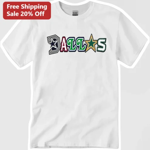 Dallas Texas City Pride Vintage Varsity Star Graphic Tee Unisex Cotton Shirt