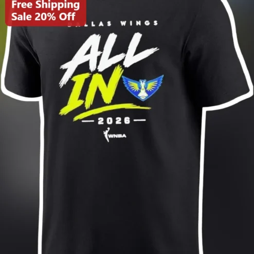Dallas Wings All In WNBA Tee Black Graphic T-Shirt for Women Fans Game Day Apparel