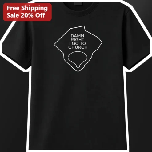 Damn Right I Go To Church Baseball Diamond Graphic Tee for Christian Athletes