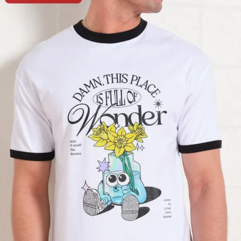 Damn This Place Is Full Of Wonder Stop And Smell The Flowers Tee Retro Cartoon Daffodil Graphic Shirt