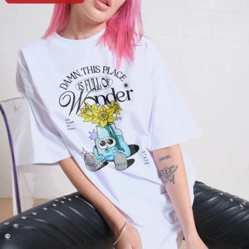 Damn This Place Is Full Of Wonder Tee Stop And Smell The Flowers Retro Cartoon Daffodil Graphic Shirt