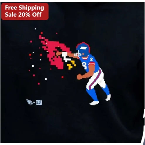 Daniel Jones Pixel Art Football Player Hoodie Retro 8-Bit QB1 NFL Fan Gear