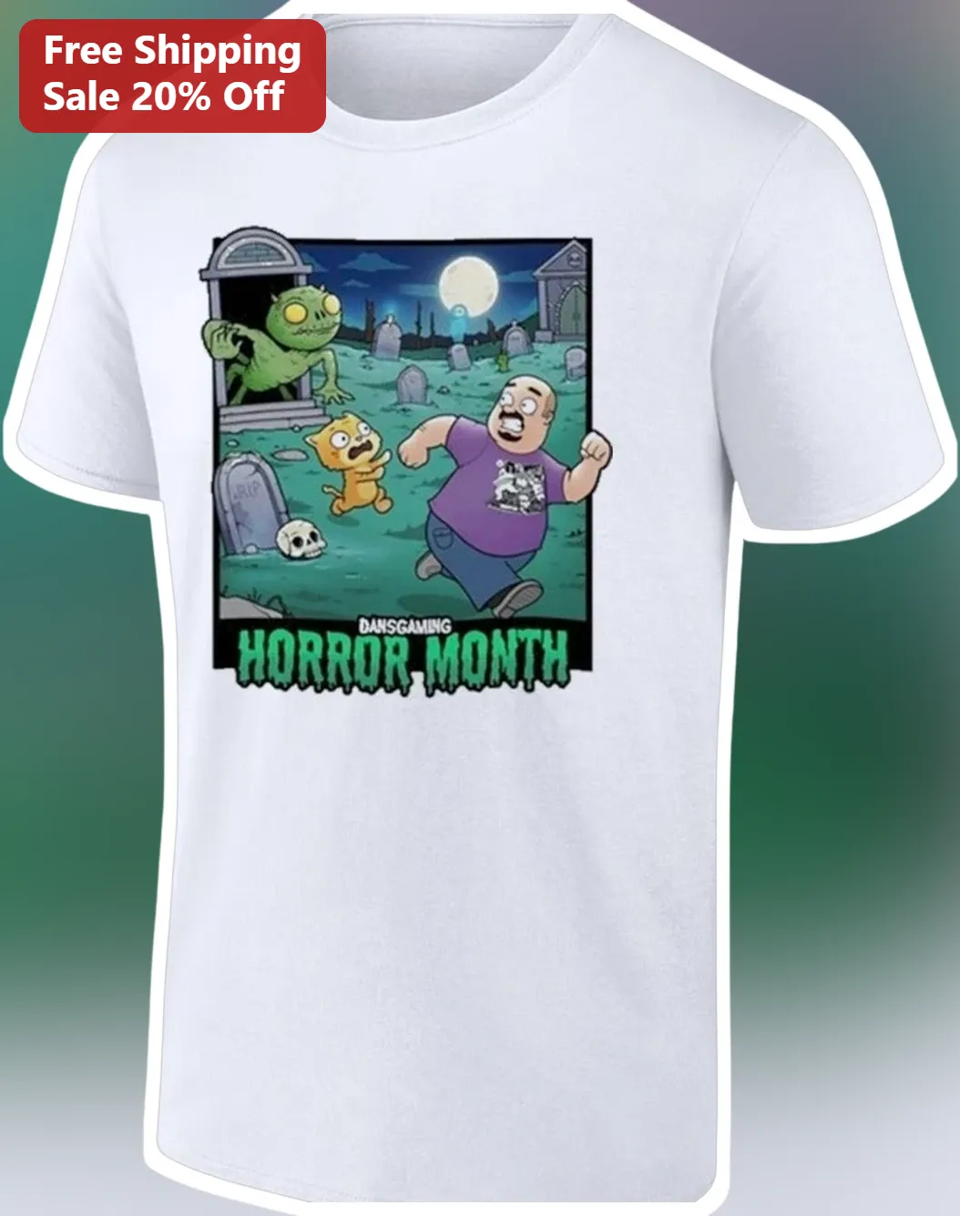 DansGaming Horror Month Tee 2026 Streamer Merch Cartoon Zombie Graphic T-Shirt