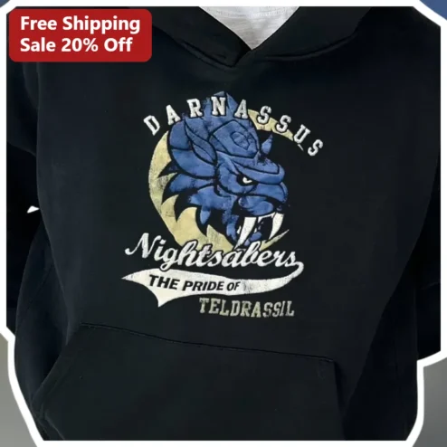 Darnassus Nightsabers The Pride of Teldrassil Hoodie World of Warcraft Night Elf Mounts Gaming Apparel