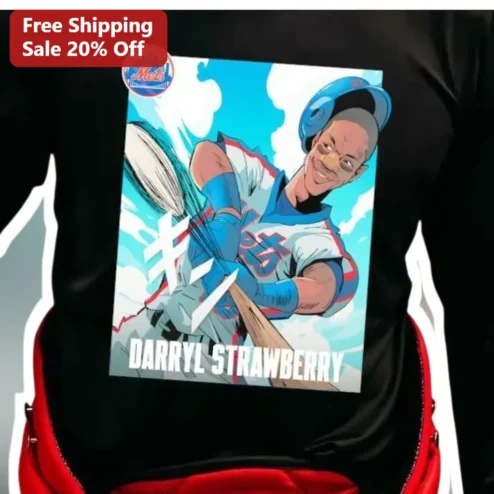 Darryl Strawberry New York Mets Anime Baseball Player Tee Retro Sports Fan Gift
