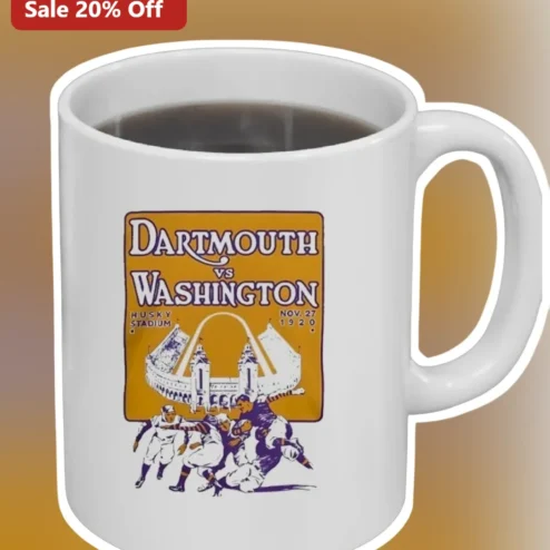Dartmouth vs Washington Vintage College Football Rivalry Mug, Retro Game Day Coffee Cup Gift for Alumni Fans