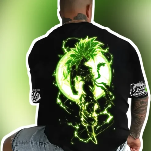 DBA Broly Super Saiyan Glow In The Dark Graphic Tee Anime Dragon Ball Z Gift