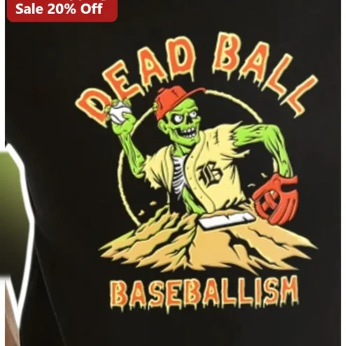 Dead Ball Baseballism Vintage Zombie Pitcher Graphic Tee for Baseball Fans