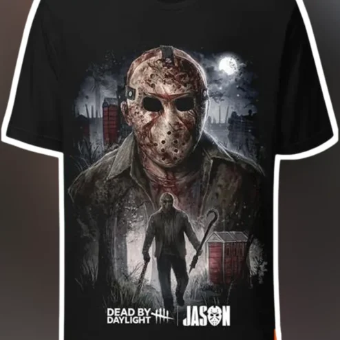 Dead by Daylight Jason Tee Jason Voorhees Hockey Mask Graphic Shirt for Horror Fans