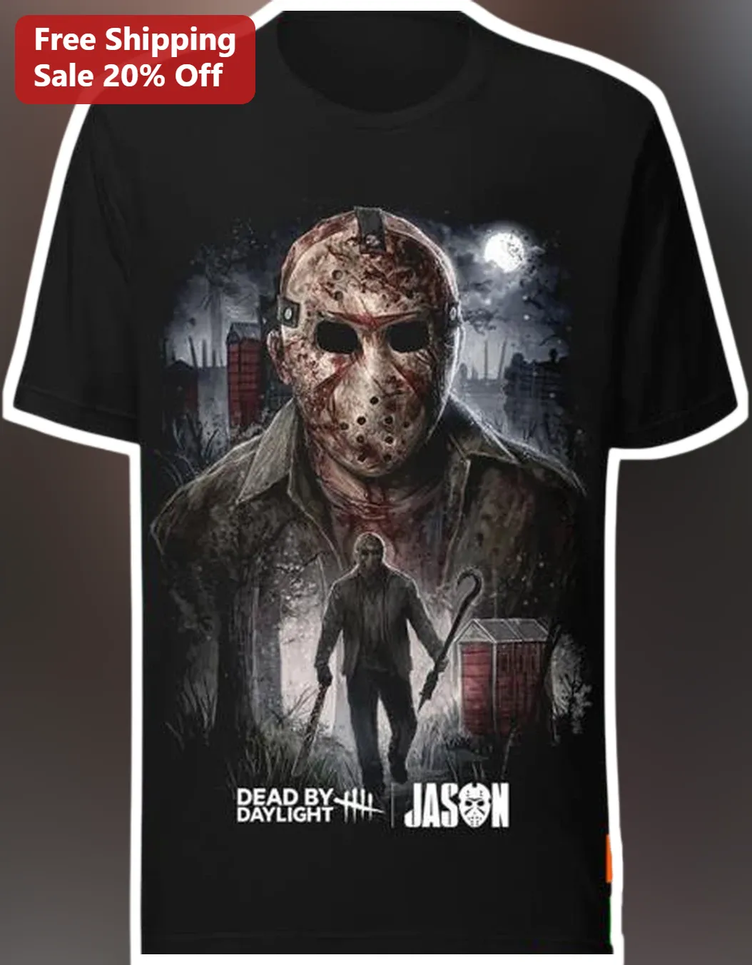 Dead by Daylight Jason Tee Jason Voorhees Hockey Mask Graphic Shirt for Horror Fans
