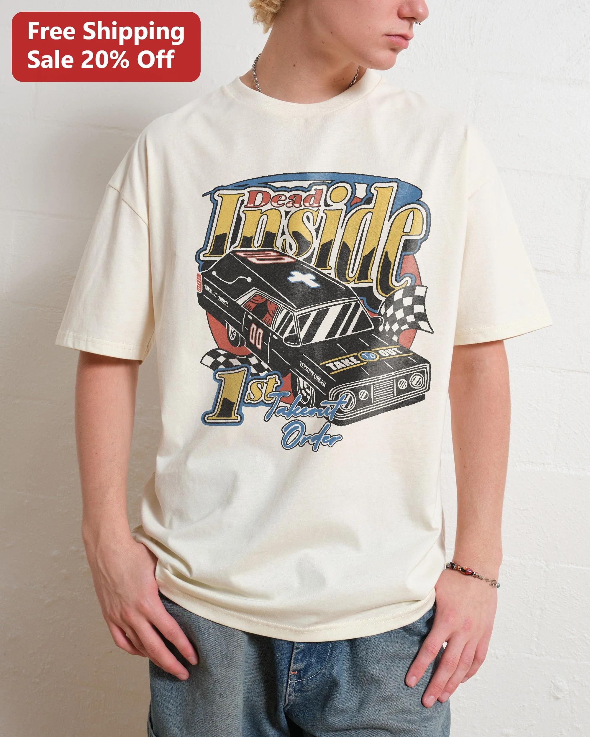 Dead Inside Takeout Order Tee Vintage Hearse Racing Graphic Shirt