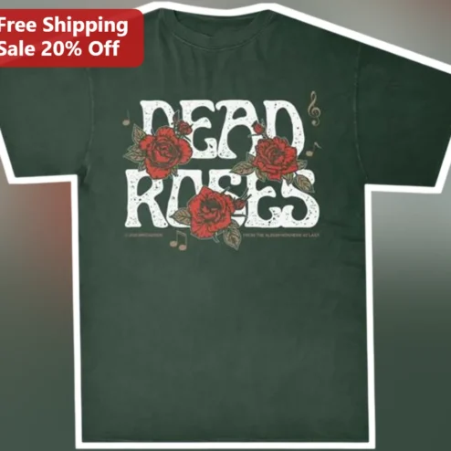 Dead Roses Gothic Vintage Rock Tee Unisex Grunge Floral Distressed Shirt