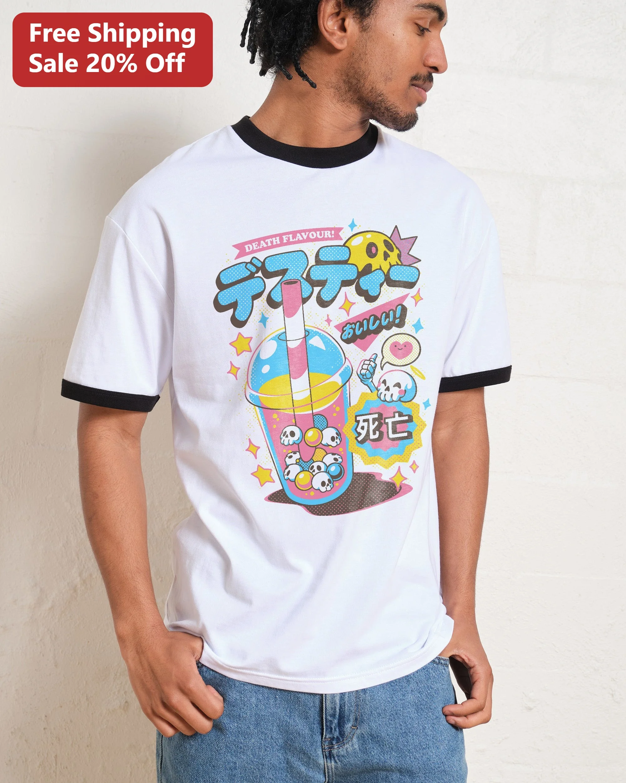 Death Flavour! Kawaii Skull Bubble Tea Graphic Tee