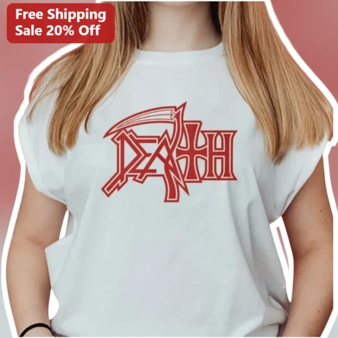 Death Metal Scythe Gothic Logo Tee Heavy Horror Graphic Shirt for Men Women
