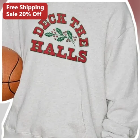 Deck The Halls Vintage Retro Collegiate Christmas Sweatshirt Holiday Crewneck Gift