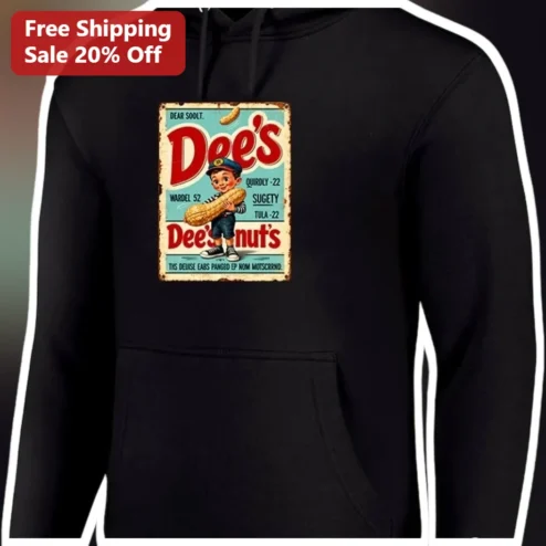 Dee's Nuts Hoodie Vintage Retro Peanut Sign Graphic Pullover Gift for Men Women