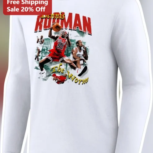 Dennis Rodman The Worm Long Sleeve Tee Chicago Bulls 90s NBA Legend Basketball Fan Gift