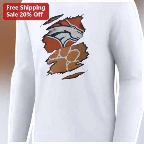 Denver Broncos Football Field Long Sleeve Tee NFL Fan Apparel Game Day Gift