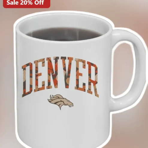 Denver Mug Vintage Autumn Leaf Horse Head Logo Ceramic Coffee Cup Gift for Broncos Fans Colorado Locals