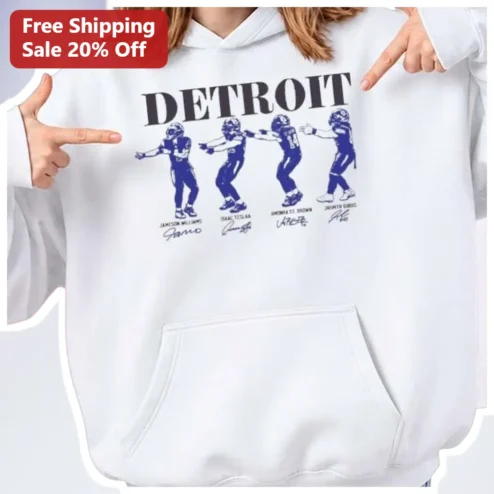 DETROIT Football Celebration Hoodie Personalized Player Names Signatures Gift