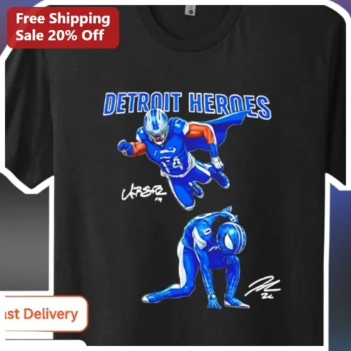 Detroit Heroes Vintage Style Football Superhero Graphic Tee for Men and Women