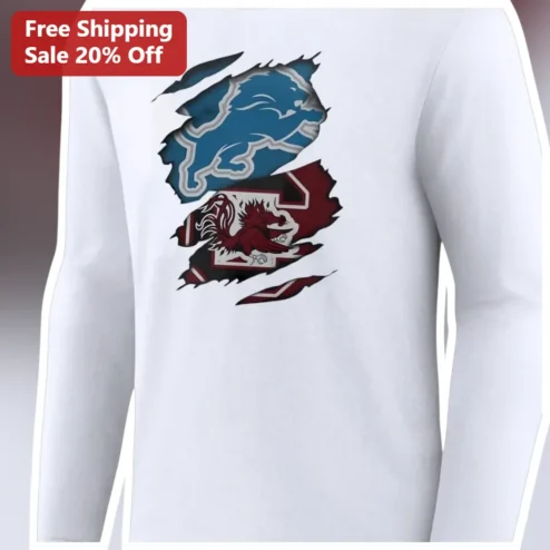 Detroit Lions Boston College Torn Effect Long Sleeve Tee NFL NCAA Fan Gift
