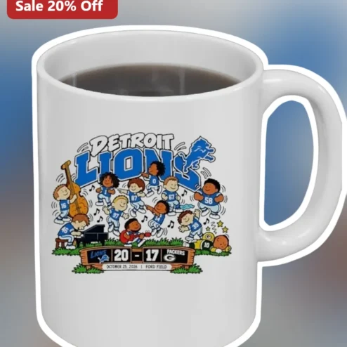 Detroit Lions Mug Peanuts Gang Charlie Brown Snoopy NFL Game Day Coffee Cup