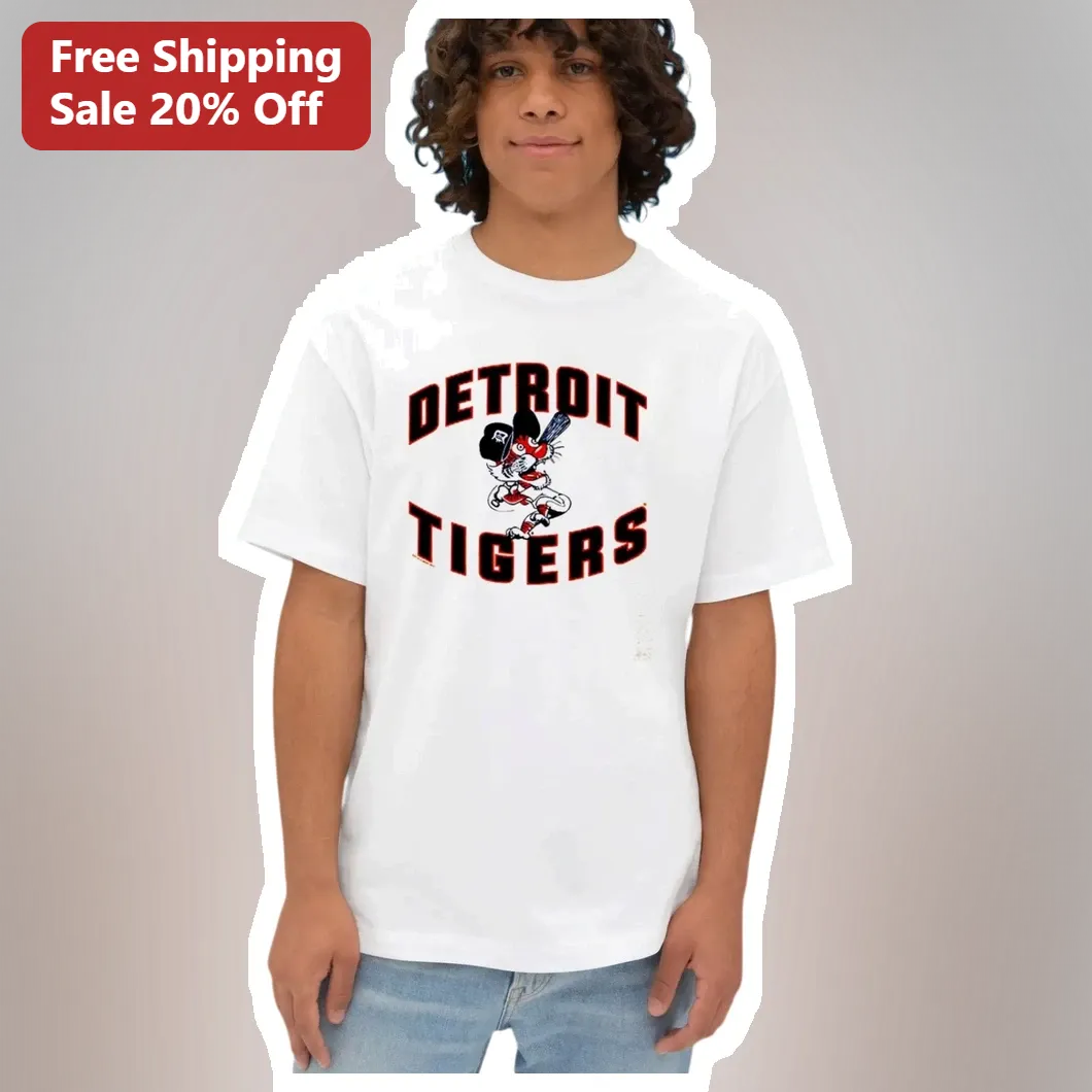 Detroit Tigers Vintage Cartoon Mascot Graphic Tee Baseball Fan Gift