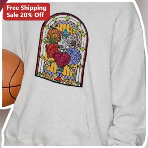 Devil Fruit Tee One Piece Anime Stained Glass Fruit Graphic Shirt