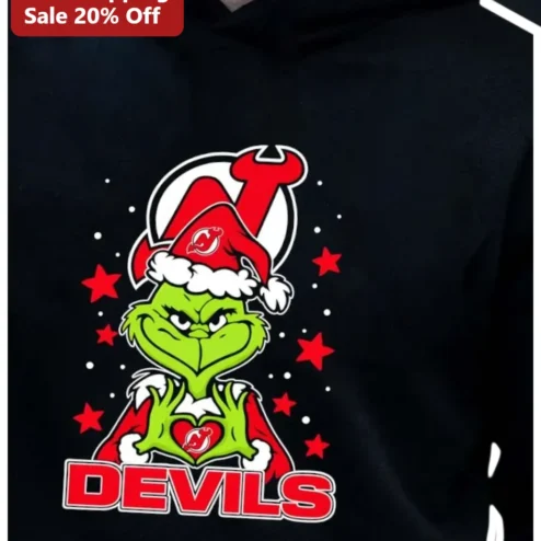 DEVILS The Grinch Christmas Hoodie New Jersey Devils Fan Holiday Sweatshirt