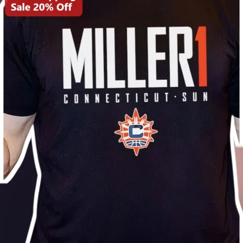 Diamond Miller Connecticut Sun Tee WNBA Fan Apparel Black Graphic T-Shirt