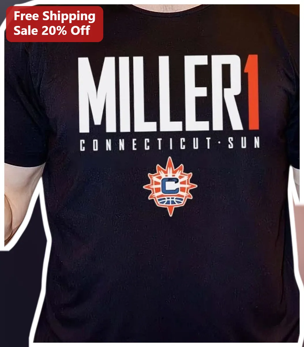 Diamond Miller Connecticut Sun Tee WNBA Fan Apparel Black Graphic T-Shirt
