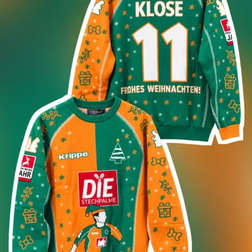 DIE STECHPALME Krippe Frohes Weihnachten Ugly Christmas Sweater Sweatshirt available at our Chicago, Illinois warehouse