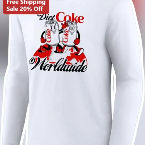 Diet Coke Worldwide Long Sleeve Shirt Retro Vintage Soda Pop Culture Graphic Apparel