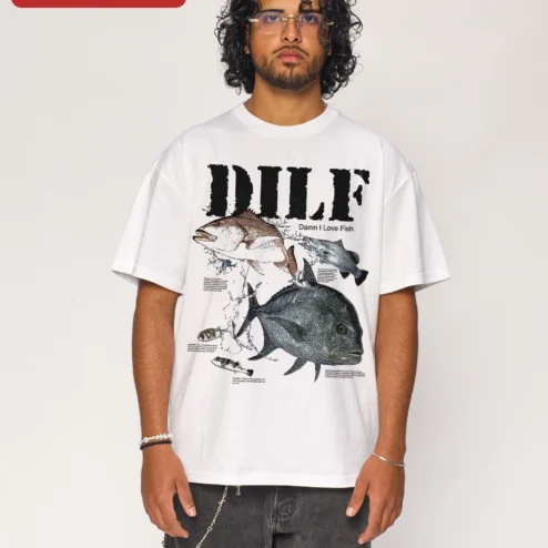 DILF Damn I Love Fish Vintage Scientific Illustration Tee Funny Fishing Dad Gift for Men
