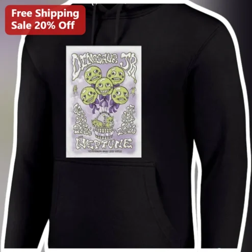 Dinosaur Jr Neptune Hoodie Vintage Concert Poster Graphic Sweatshirt for Indie Rock Fans available at our Chicago, Illinois warehouse