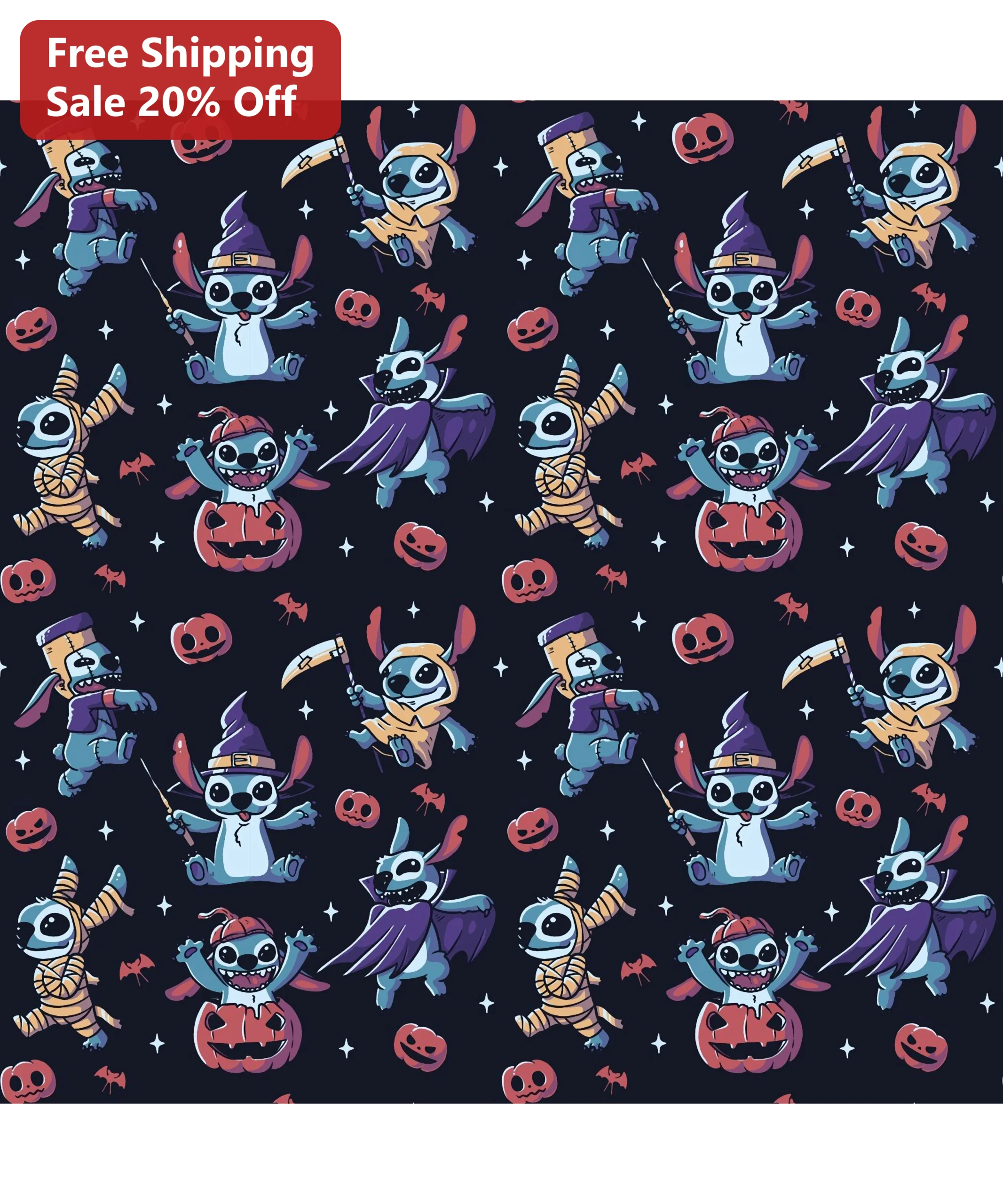 Disney Stitch Halloween Costumes Fabric by the Yard Cotton Quilting Material for Lilo Stitch Fans