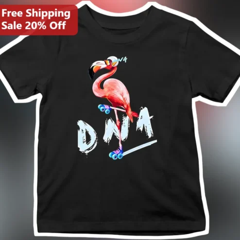 DNA Flamingo Roller Skate Graphic Tee Funny Animal Lover Gift for Men Women