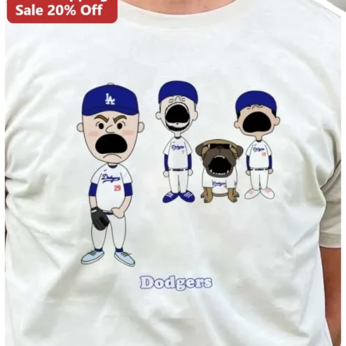 Dodgers Cartoon Dog Graphic Tee Los Angeles Dodgers Fan Shirt Funny Baseball Gift for Men Women