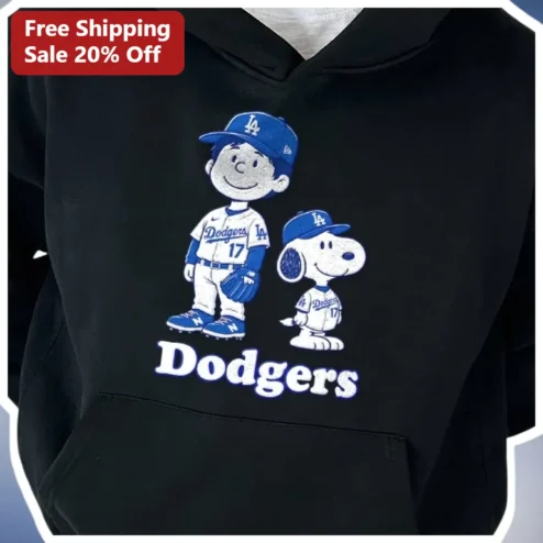 Dodgers Hoodie Charlie Brown Snoopy Los Angeles Baseball Fan Pullover