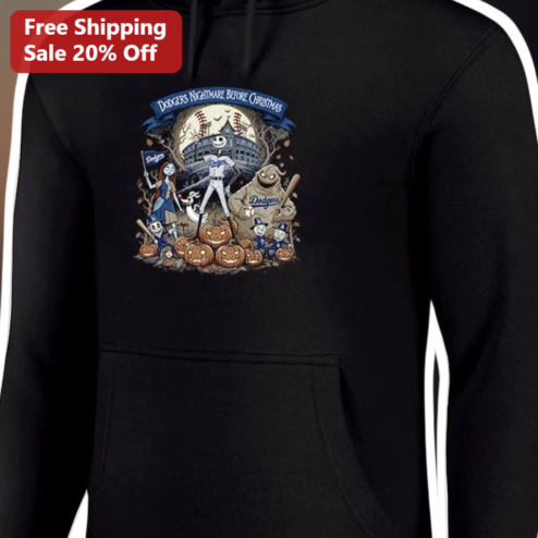 Dodgers Nightmare Before Christmas Hoodie Jack Skellington LA Dodgers Halloween Pullover