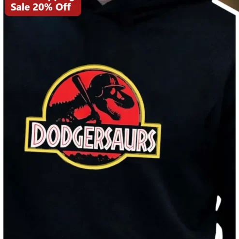 DODGERSAURS Jurassic Park Parody T-Rex Baseball Hoodie