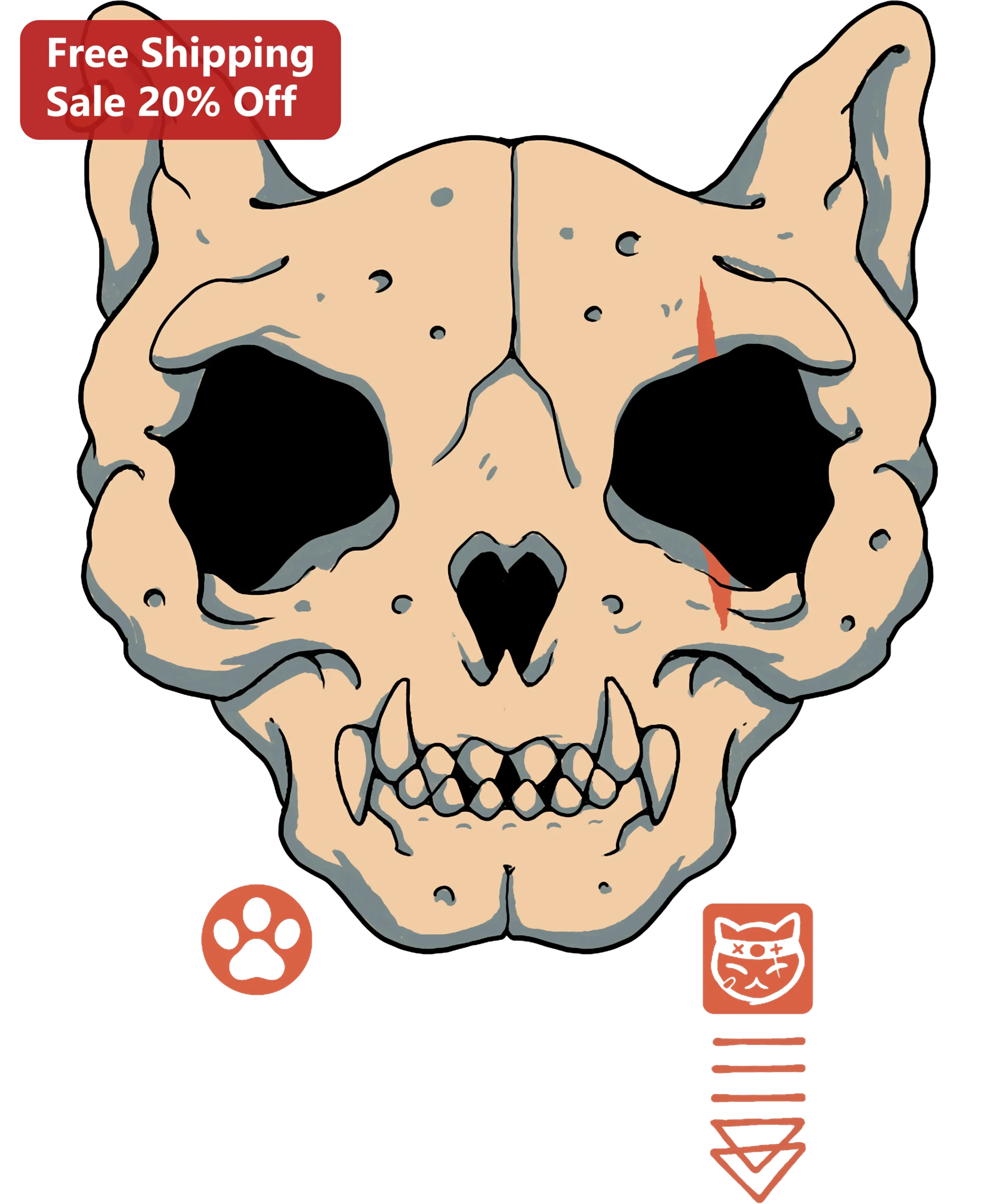 Dog Skull Earring Scar Graphic Decal